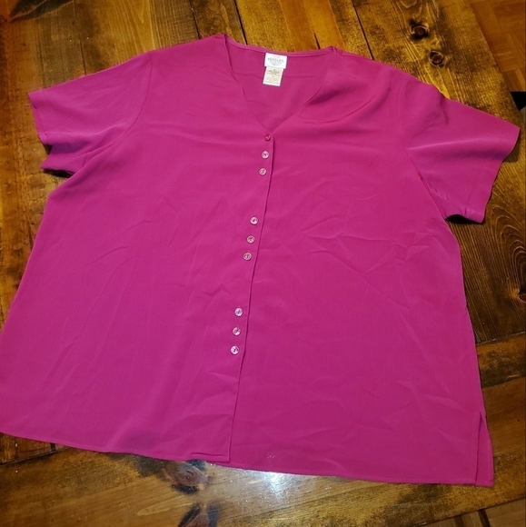 BENTLEY Pink buttondown blouse 3X - Picture 2 of 9